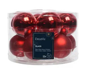 Decoris kerstballen set glas 5cm 12st kerstrood - afbeelding 2