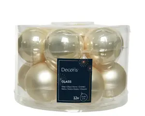 Decoris kerstballen set glas 5cm 12st parel - afbeelding 2