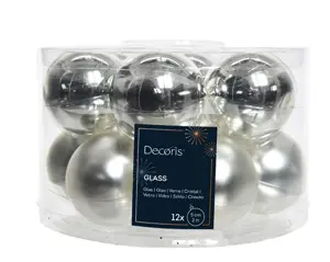 Decoris kerstballen set glas 5cm 12st zilver - afbeelding 2