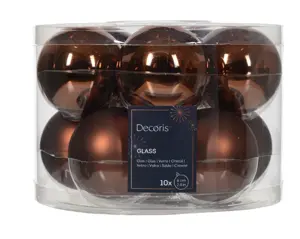 Decoris kerstballen set glas 6cm 10st espresso - afbeelding 2