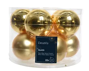 Decoris kerstballen set glas 6cm 10st lichtgoud - afbeelding 2