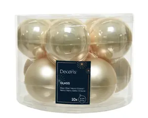 Decoris kerstballen set glas 6cm 10st parel - afbeelding 2