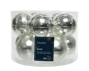 Decoris kerstballen set glas 6cm 10st zilver - afbeelding 2