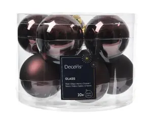 Decoris kerstballen set glas 6cm 10st zwart truffel - afbeelding 2