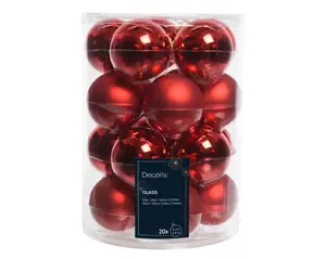 Decoris kerstballen set glas 6cm 20st kerstrood - afbeelding 2