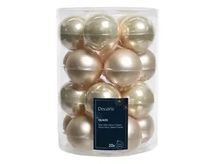 Decoris kerstballen set glas 6cm 20st parel - afbeelding 2
