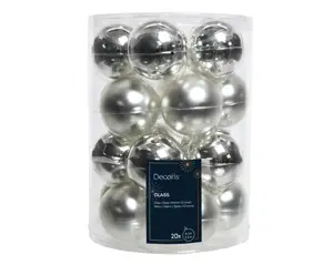 Decoris kerstballen set glas 6cm 20st zilver - afbeelding 2