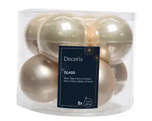 Decoris kerstballen set glas 7cm 8st winterwit - afbeelding 2