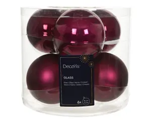 Decoris kerstballen set glas 8cm 6st granaatappel - afbeelding 2