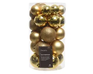Decoris kerstballen set plastic 30st licht goud - afbeelding 2