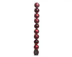 Decoris kerstballen set plastic 6cm 10st ossenbloed - afbeelding 2