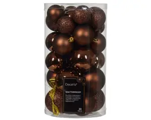 Decoris kerstballen set plastic 6cm 30st espresso - afbeelding 2