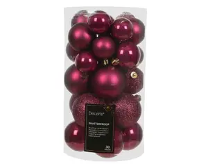 Decoris kerstballen set plastic 6cm 30st granaatappel - afbeelding 2
