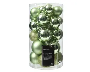 Decoris kerstballen set plastic 6cm 30st groene thee - afbeelding 2