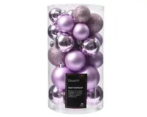 Decoris kerstballen set plastic 6cm 30st lila - afbeelding 2