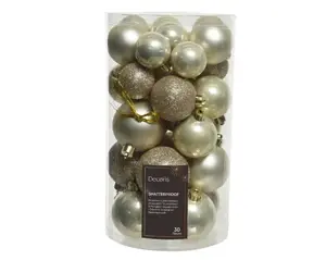 Decoris kerstballen set plastic 6cm 30st parel - afbeelding 2