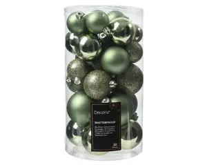 Decoris kerstballen set plastic 6cm 30st rosemarijn - afbeelding 2