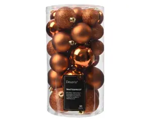 Decoris kerstballen set plastic 6cm 30st warme cider - afbeelding 2