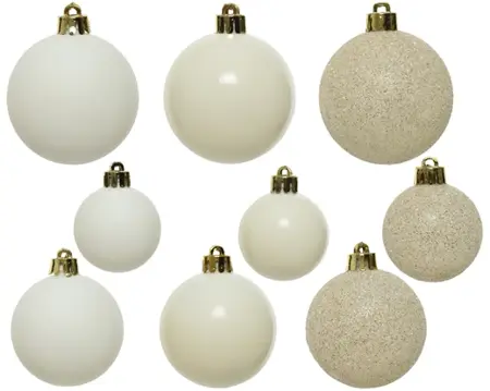 Decoris kerstballen set plastic 6cm 30st wolwit - afbeelding 2