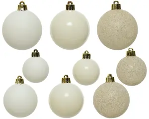 Decoris kerstballen set plastic 6cm 30st wolwit - afbeelding 2
