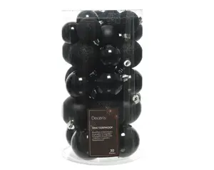 Decoris kerstballen set plastic 6cm 30st zwart - afbeelding 2