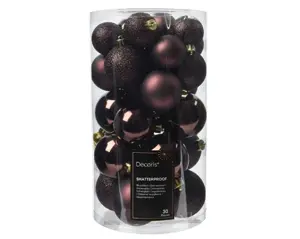 Decoris kerstballen set plastic 6cm 30st zwarte truffel - afbeelding 2