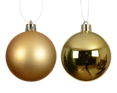 Decoris kerstballenset plastic d10cm 4st goud - afbeelding 2