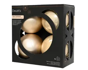 Decoris kerstballenset plastic d10cm 4st parel - afbeelding 2