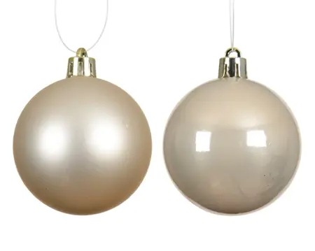 Decoris kerstballenset plastic d10cm 4st parel - afbeelding 2