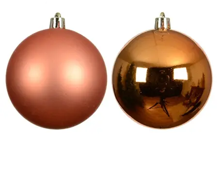 Decoris kerstballenset plastic d8cm 6st oranje - afbeelding 2