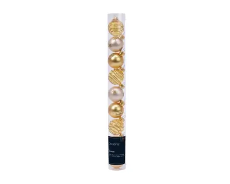 Decoris kerstbalmix glas d3cm 9st goud - afbeelding 1