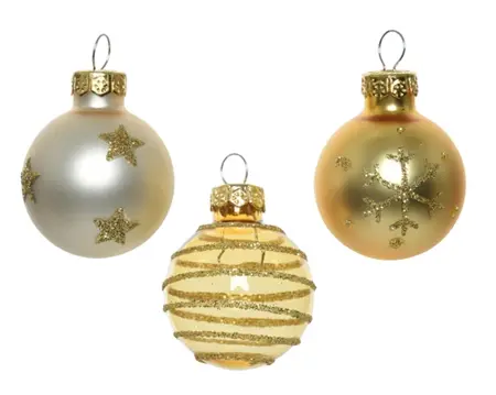 Decoris kerstbalmix glas d3cm 9st goud - afbeelding 2