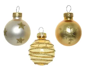 Decoris kerstbalmix glas d3cm 9st goud - afbeelding 2