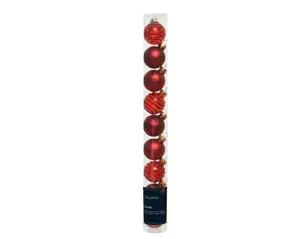 Decoris kerstbalmix glas d3cm 9st rood - afbeelding 2