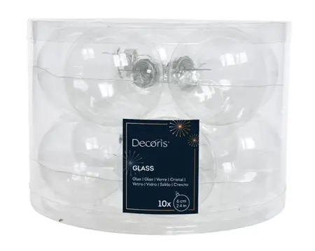 Decoris kerstbalmix glas d6cm 10st transparant