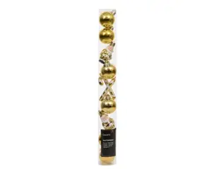 Decoris kerstbalmix plastic d4cm 10st goud - afbeelding 1