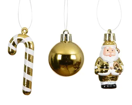 Decoris kerstbalmix plastic d4cm 10st goud - afbeelding 2