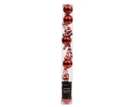 Decoris kerstbalmix plastic d4cm 10st kerstrood - afbeelding 1