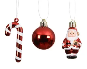 Decoris kerstbalmix plastic d4cm 10st kerstrood - afbeelding 2