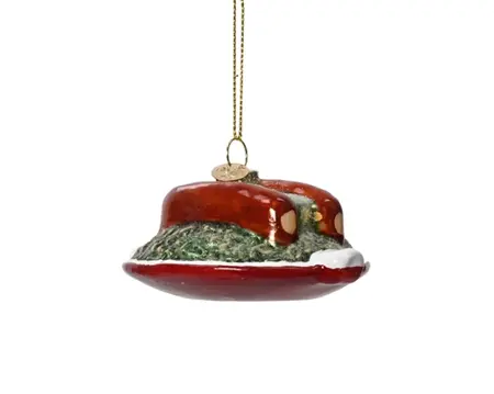 Decoris kersthanger glas boerenkool 6x3x11cm - afbeelding 1