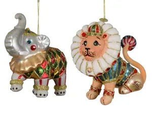 Decoris kersthanger glas dier circus - assortiment