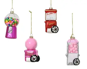 Decoris kersthanger glas food d9cm - assortiment