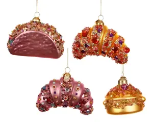 Decoris kersthanger glas food met glitter - assortiment