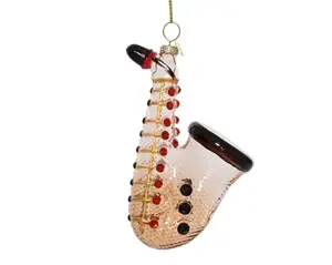 Decoris kersthanger glas instrument saxofoon transparant