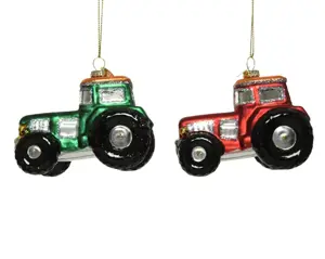 Decoris kersthanger glas tractor - assortiment