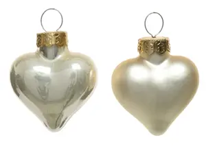 Decoris kersthangers glas hart 12st parel - afbeelding 2