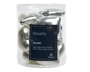 Decoris kersthangers glas hart 12st zilver - afbeelding 2