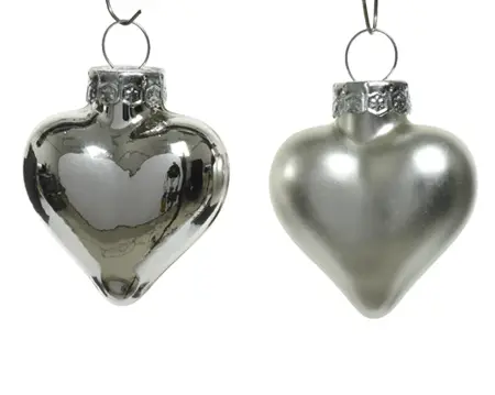 Decoris kersthangers glas hart 12st zilver - afbeelding 2
