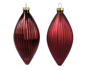 Decoris kersthangers glas olijf 3st ossenbloed - afbeelding 2