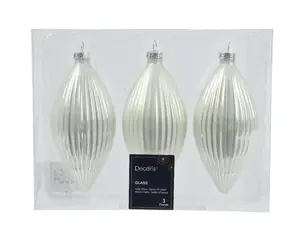 Decoris kersthangers glas olijf 3st winterwit - afbeelding 1